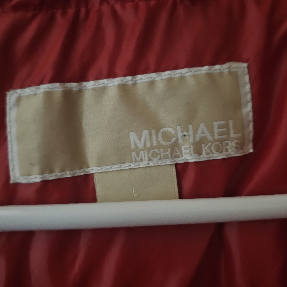 Michael Kors Womens Shiny Red Puffer Jacket Size Large - Picture 2 of 6